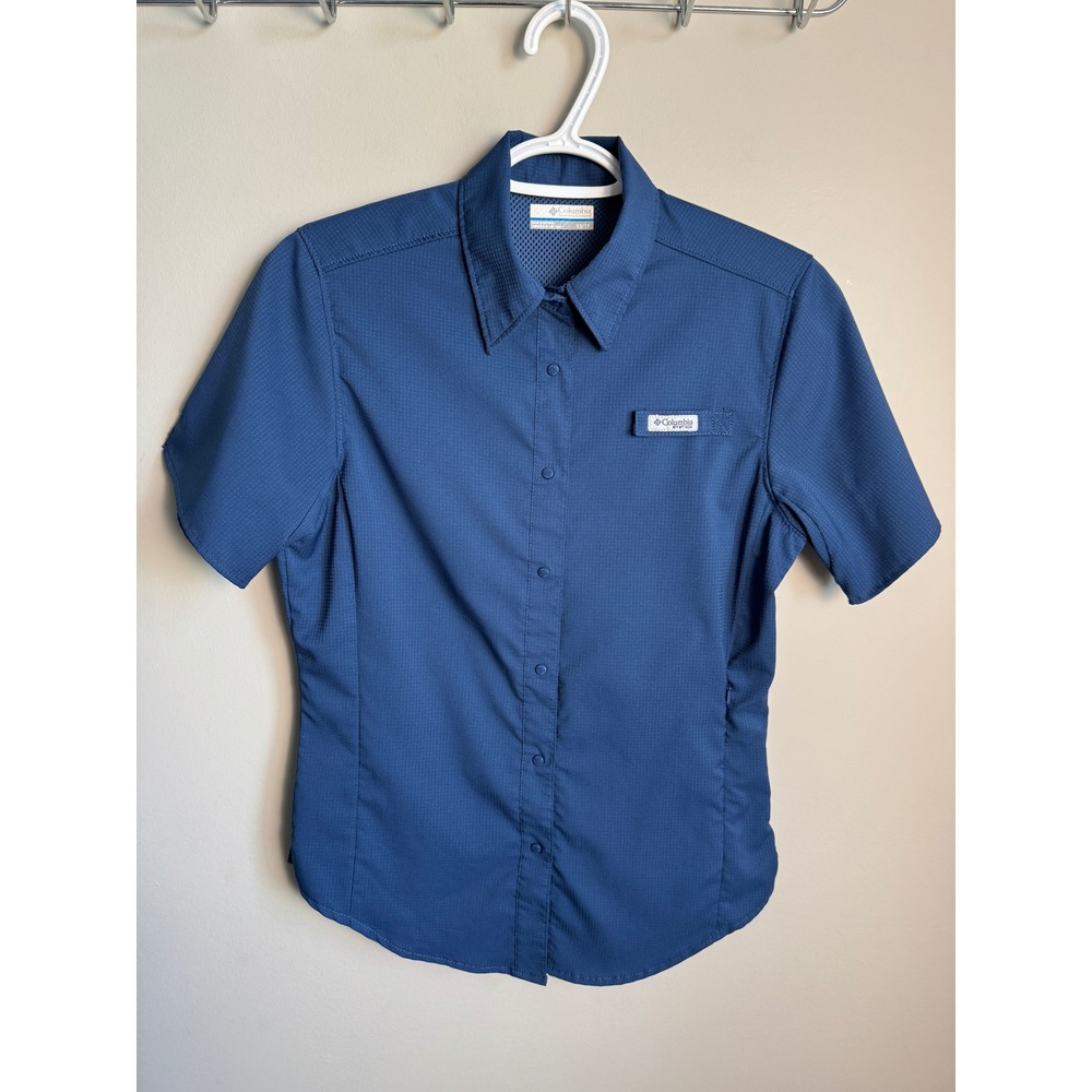 Columbia PFG Short Sleeve Fishing Shirt XS Blue Gorpcore Utility Outdoor Hiking